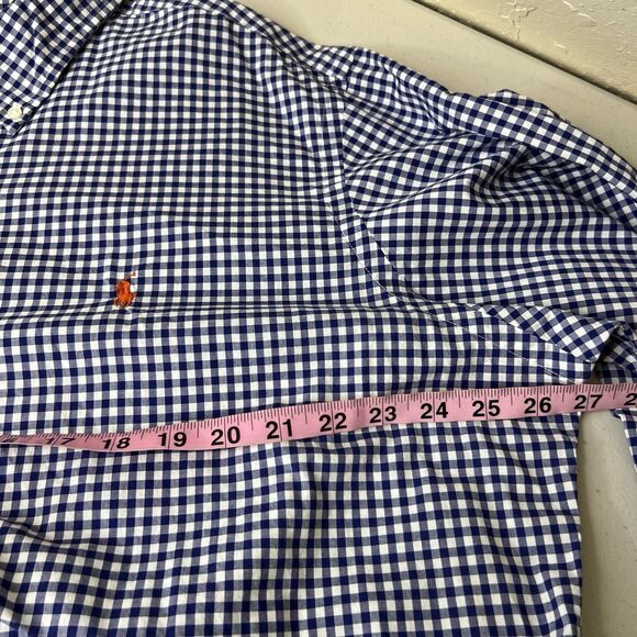 VTG Polo Ralph Lauren Button Down Shirt Mens XXL Blue Gingham Oxford Long Sleeve - Picture 7 of 8